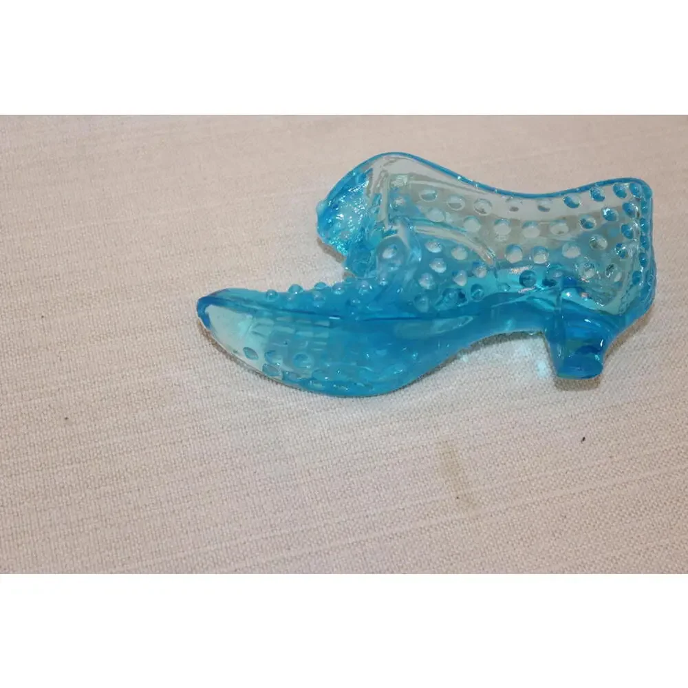 Vintage Fenton Glass Hobnail Blue Cat Head Shoe - Picture 5 of 5